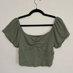 American Eagle Green Short Sleeve Off The Shoulder Top Blouse - Size Medium